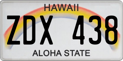 HI license plate ZDX438