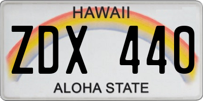 HI license plate ZDX440