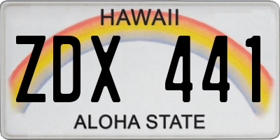 HI license plate ZDX441