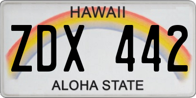 HI license plate ZDX442