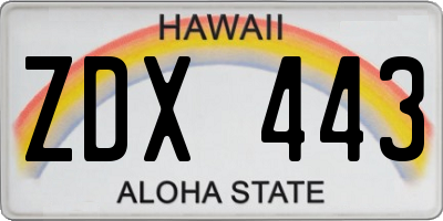 HI license plate ZDX443
