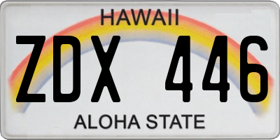 HI license plate ZDX446