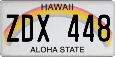 HI license plate ZDX448