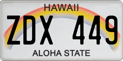 HI license plate ZDX449