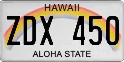 HI license plate ZDX450