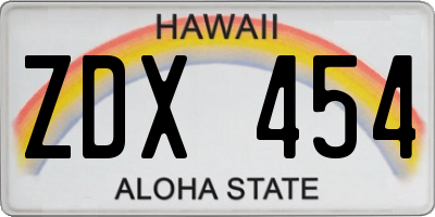 HI license plate ZDX454