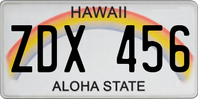 HI license plate ZDX456
