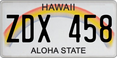 HI license plate ZDX458
