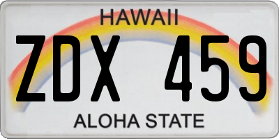 HI license plate ZDX459