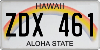 HI license plate ZDX461