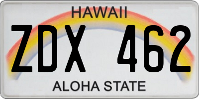 HI license plate ZDX462