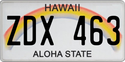 HI license plate ZDX463