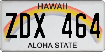 HI license plate ZDX464