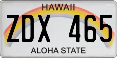 HI license plate ZDX465