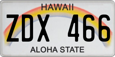 HI license plate ZDX466