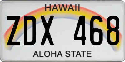 HI license plate ZDX468