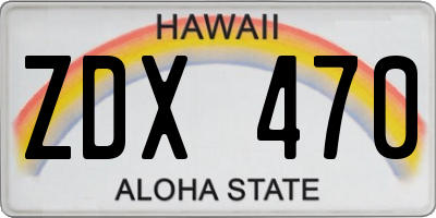 HI license plate ZDX470