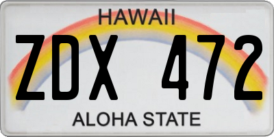 HI license plate ZDX472
