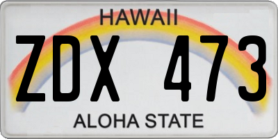 HI license plate ZDX473