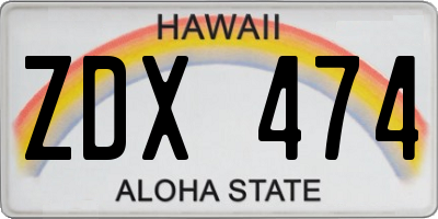 HI license plate ZDX474