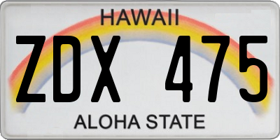 HI license plate ZDX475
