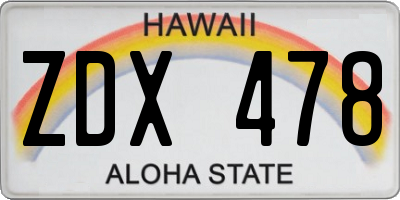 HI license plate ZDX478