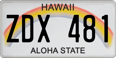 HI license plate ZDX481