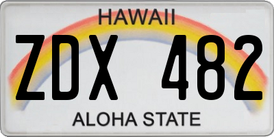 HI license plate ZDX482