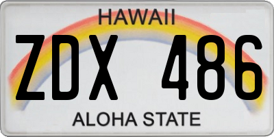 HI license plate ZDX486
