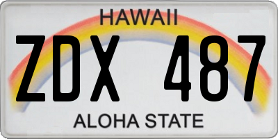 HI license plate ZDX487