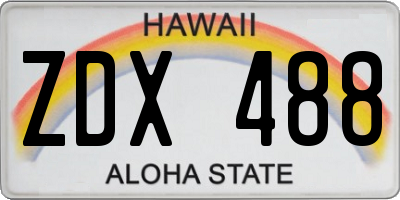 HI license plate ZDX488