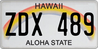 HI license plate ZDX489