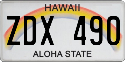 HI license plate ZDX490