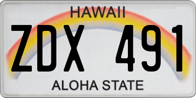 HI license plate ZDX491