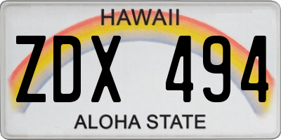 HI license plate ZDX494
