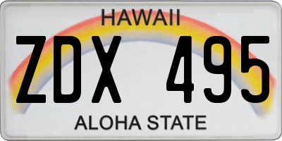 HI license plate ZDX495
