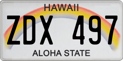 HI license plate ZDX497