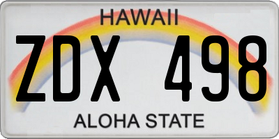 HI license plate ZDX498