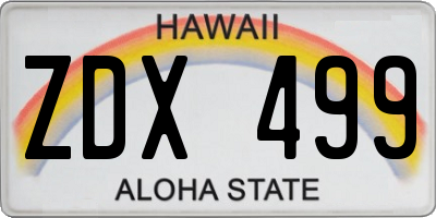 HI license plate ZDX499