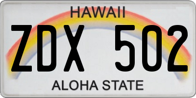 HI license plate ZDX502