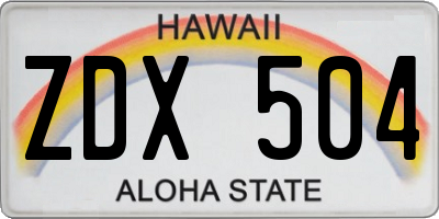 HI license plate ZDX504
