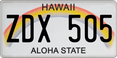 HI license plate ZDX505