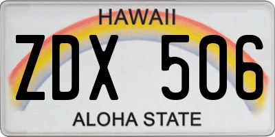 HI license plate ZDX506