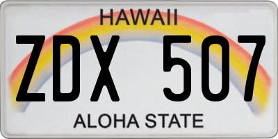 HI license plate ZDX507