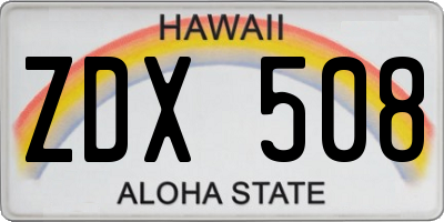 HI license plate ZDX508