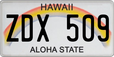 HI license plate ZDX509