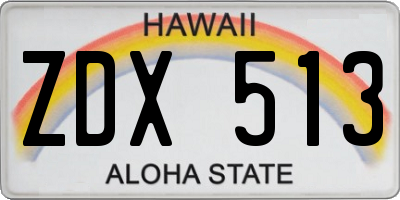 HI license plate ZDX513