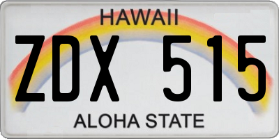HI license plate ZDX515
