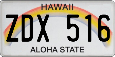 HI license plate ZDX516