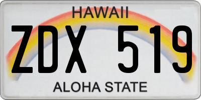 HI license plate ZDX519